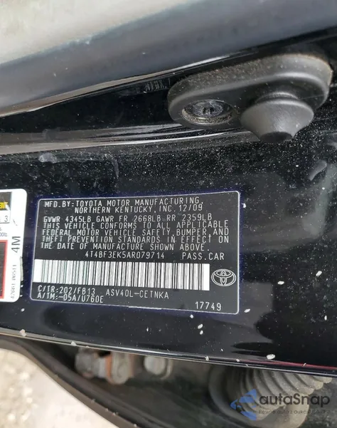 2010 Toyota Camry Base from USA, damaged, VIN 4T4BF3EK5AR079714